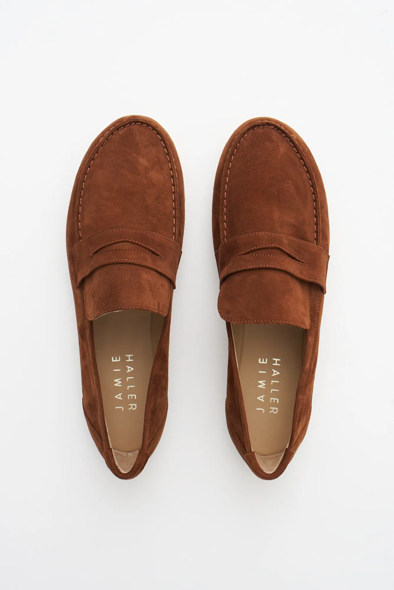 The Penny Loafer in Chocolate Suede sold by Jamie Haller