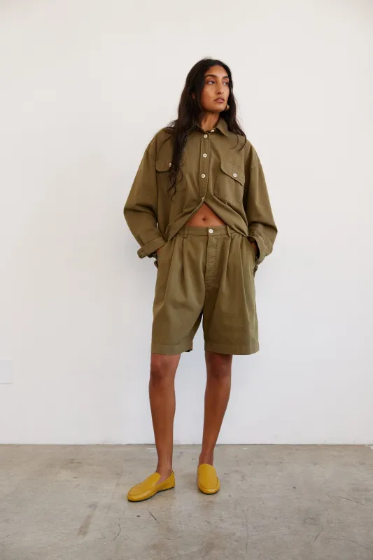 The Pleat Short in Khaki made by Jamie Haller