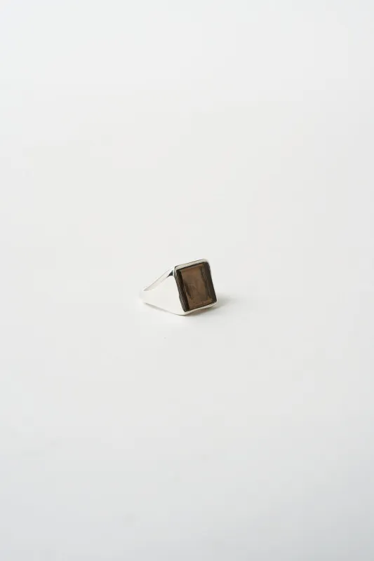 The Nina Flat Signet Ring in Smoky Quartz made by Jamie Haller