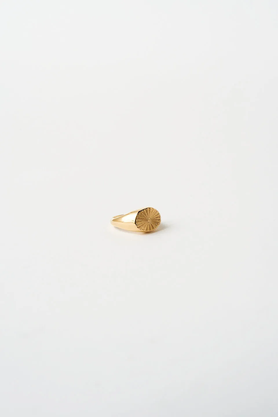The Chaos Sunburst Oval Signet in Gold sold by Jamie Haller