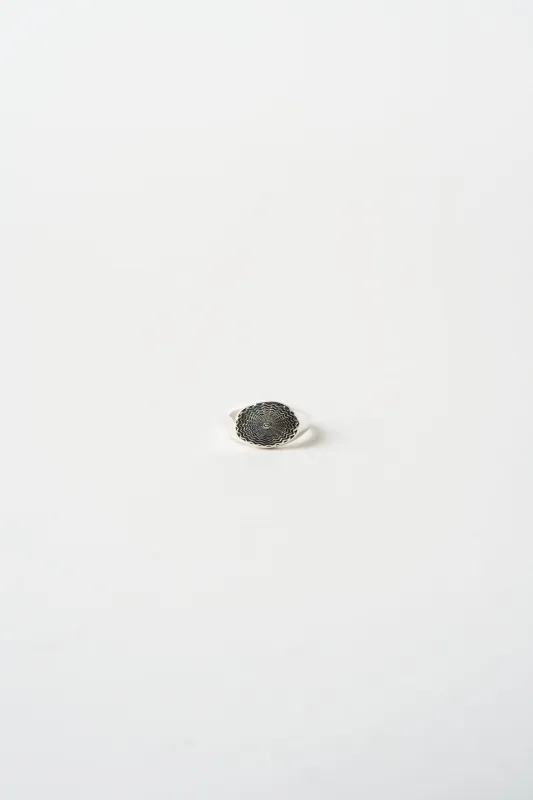 The Chaos Sunburst Oval Signet in Sterling Silver made by Jamie Haller