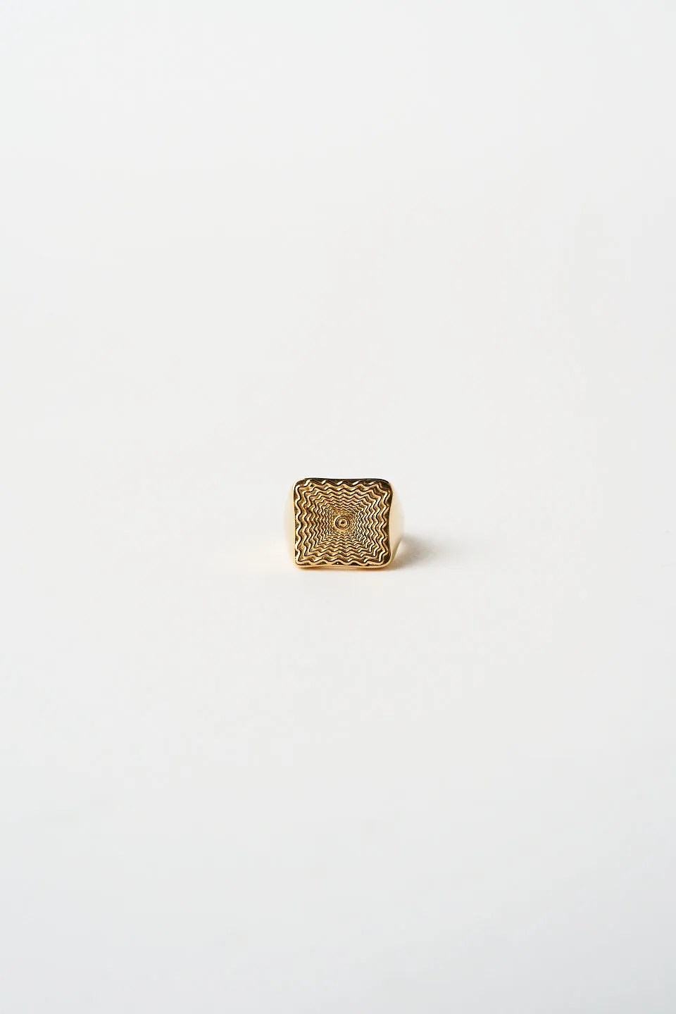 The Chaos Sunburst Square Signet in Gold sold by Jamie Haller