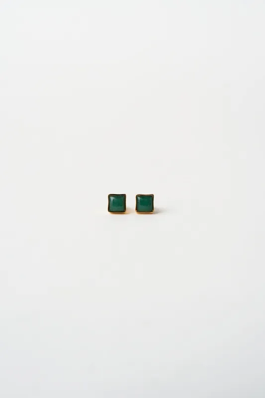 The Cufflink Stud Earring - Small in Dark Aventurine made by Jamie Haller