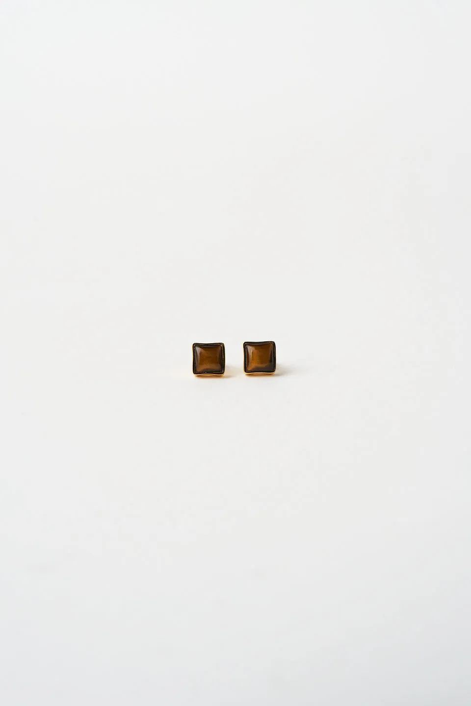 The Cufflink Stud Earring - Small in Tiger's Eye sold by Jamie Haller