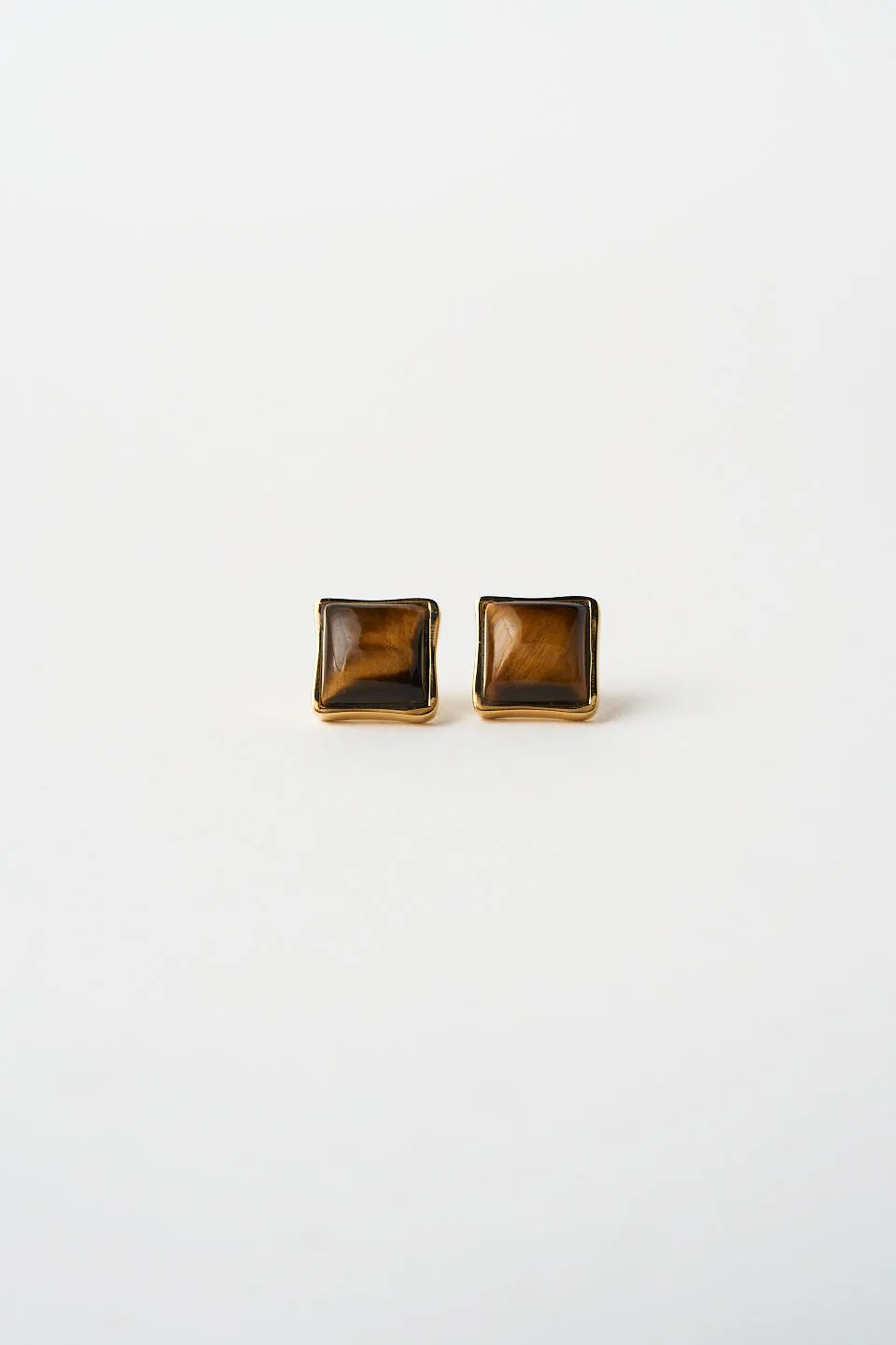The Cufflink Stud Earring - Large in Tiger's Eye sold by Jamie Haller