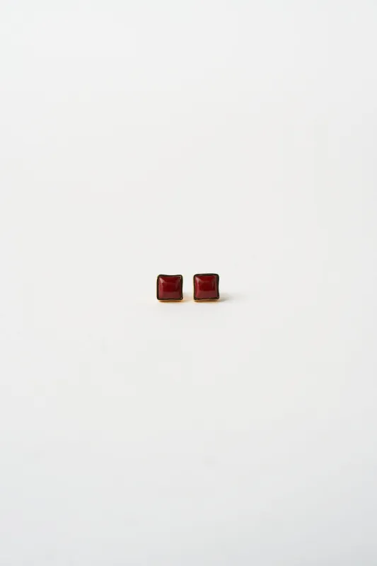The Cufflink Stud Earring - Small in Red Jasper made by Jamie Haller