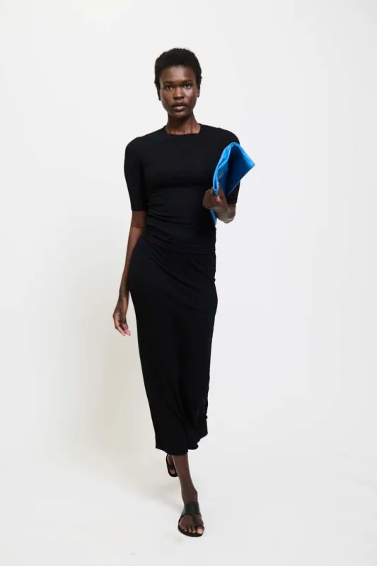 The Rib Pencil Skirt in Black made by Jamie Haller