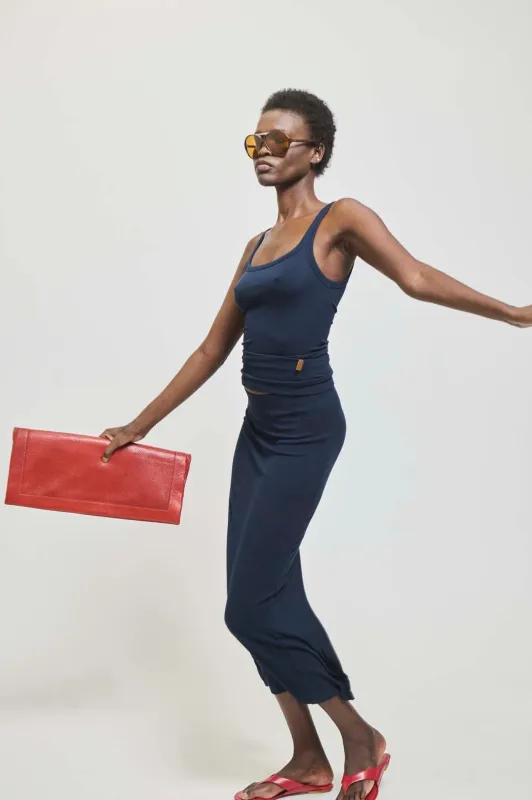 The Rib Pencil Skirt in Navy made by Jamie Haller