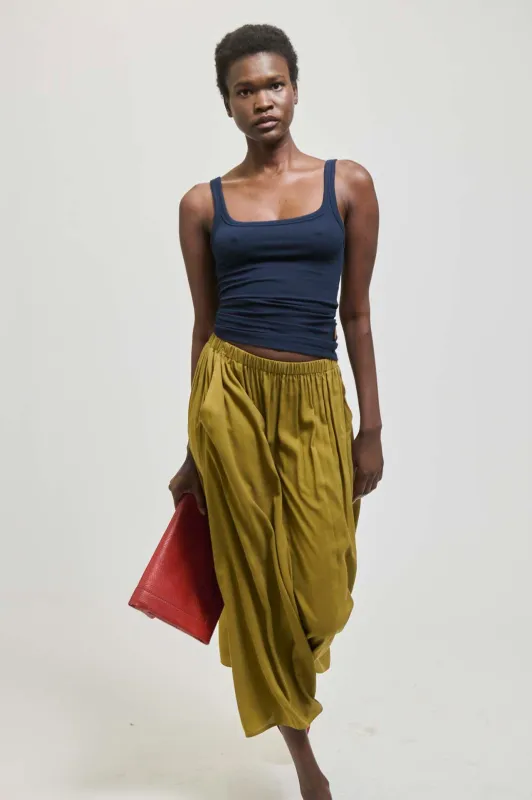 The Midi Swing Skirt in Avo made by Jamie Haller