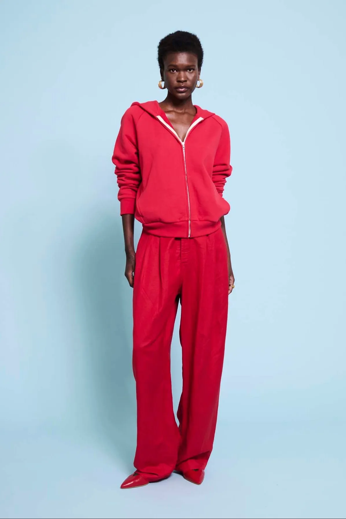 The Bird Hoodie in Red sold by Jamie Haller