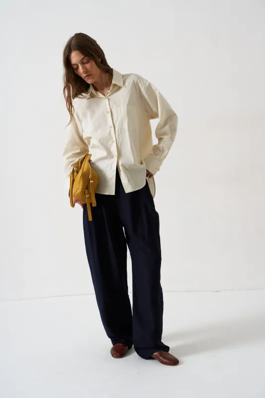 The Tapered Trouser in Navy made by Jamie Haller
