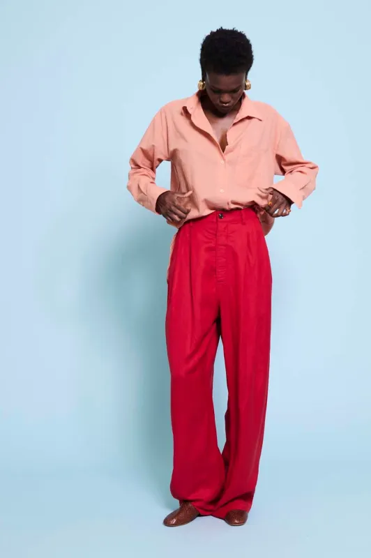 The Tapered Trouser in Red made by Jamie Haller