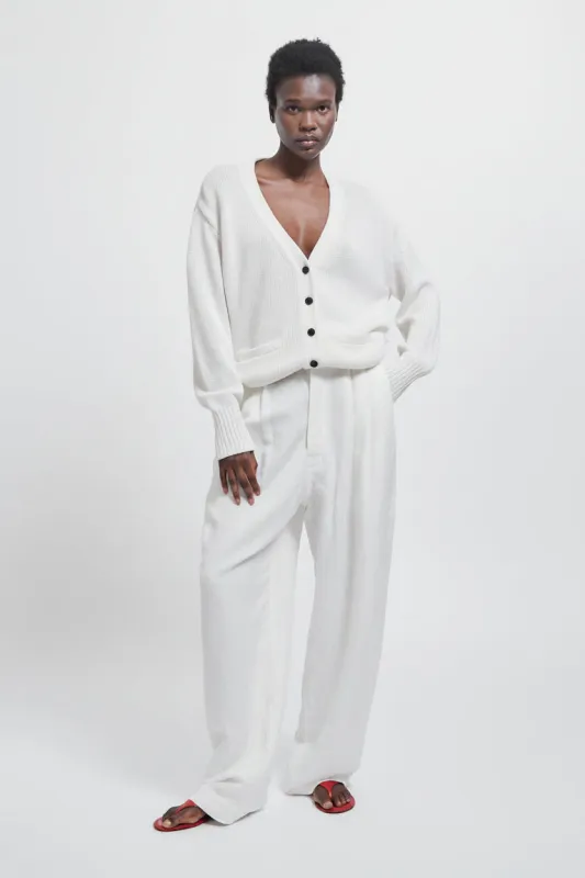 The Tapered Trouser in White made by Jamie Haller