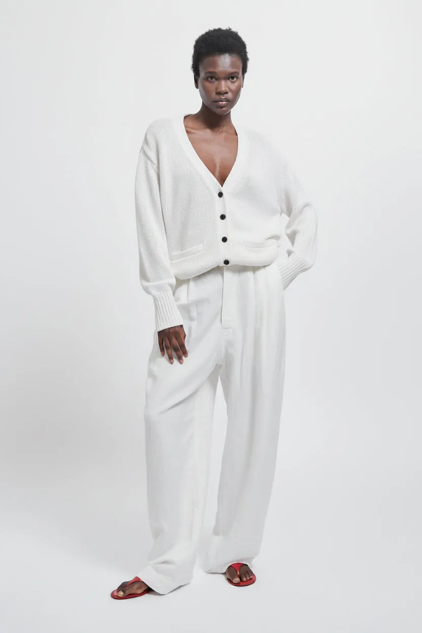 The Tapered Trouser in White sold by Jamie Haller