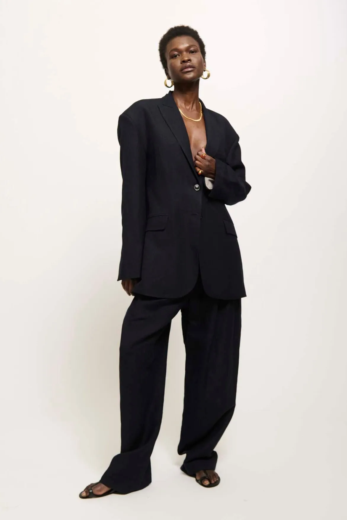 The Linen Oversized Blazer in Navy sold by Jamie Haller product image thumbnail 5