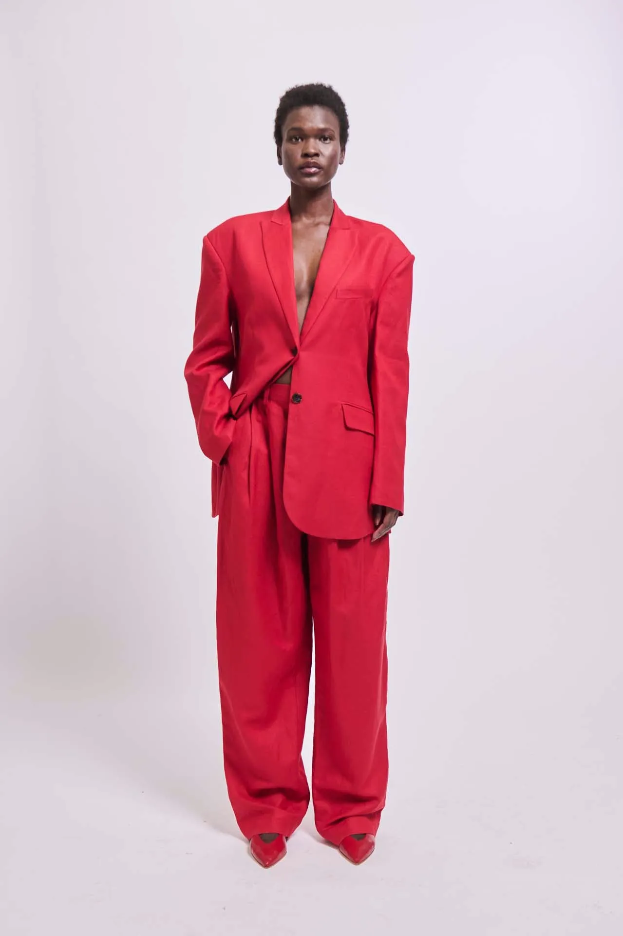 The Linen Oversized Blazer in Red sold by Jamie Haller product image thumbnail 5