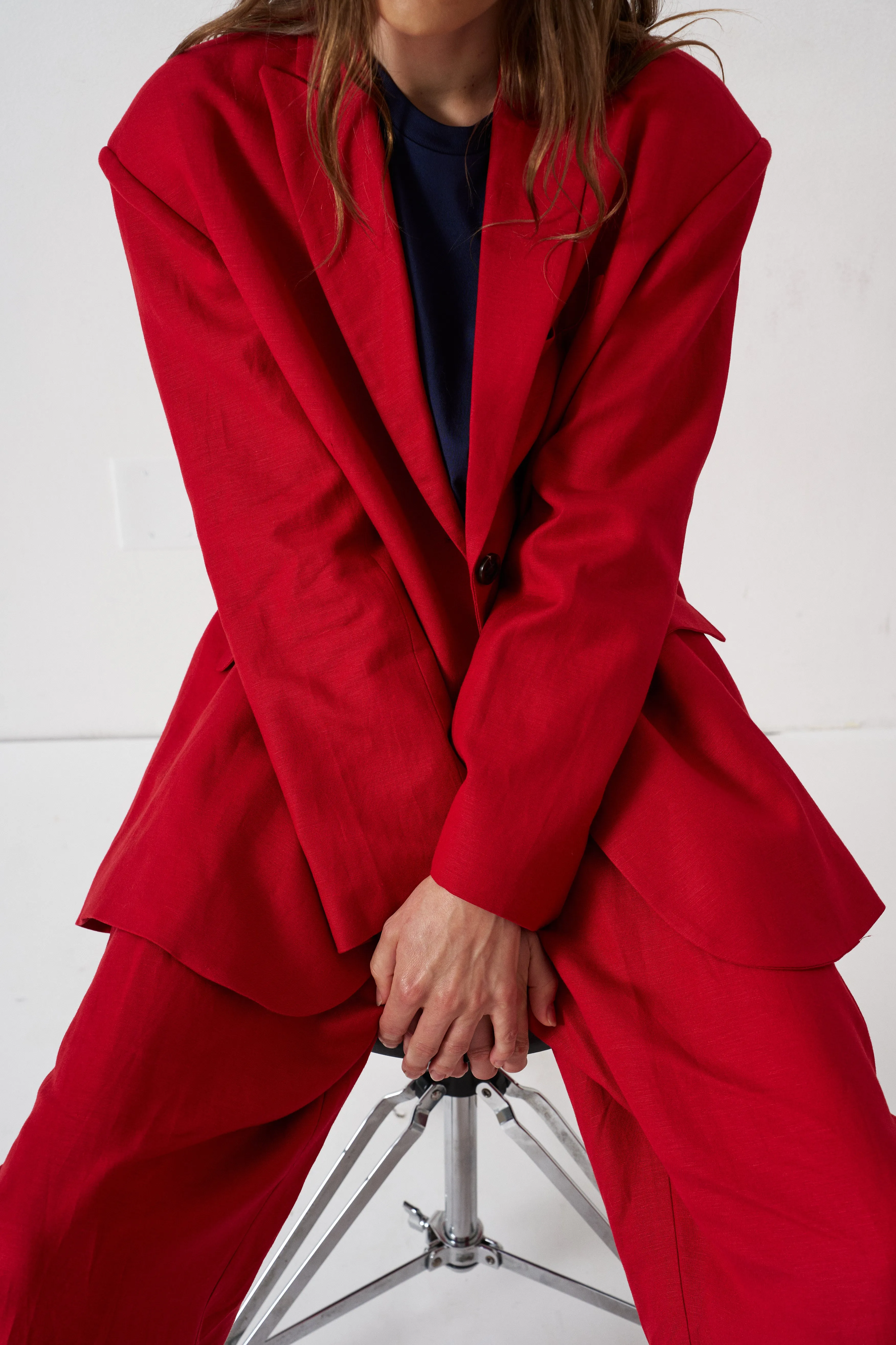 The Linen Oversized Blazer in Red sold by Jamie Haller product image thumbnail 2