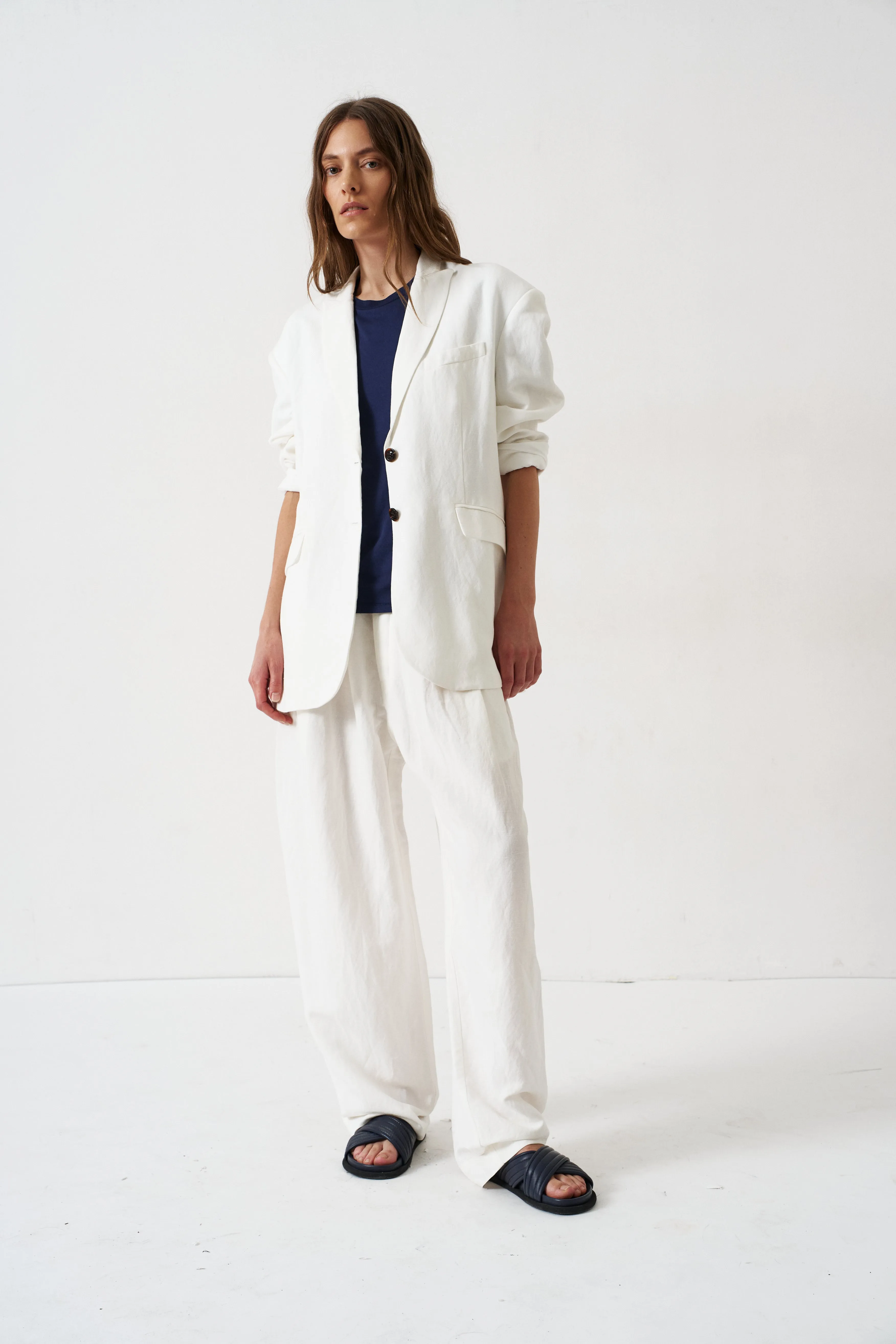 The Linen Oversized Blazer in White sold by Jamie Haller product image thumbnail 5