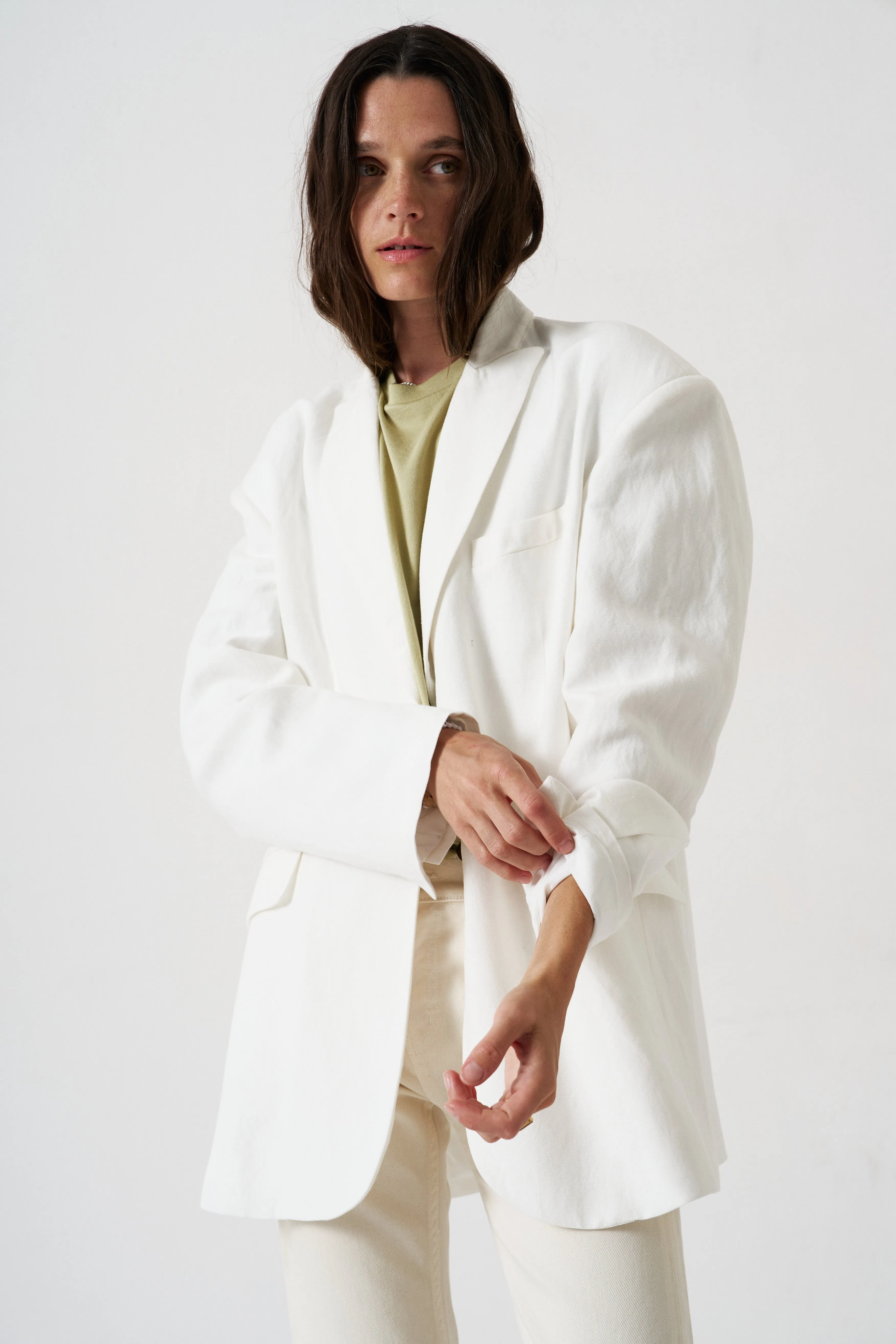 The Linen Oversized Blazer in White sold by Jamie Haller product image thumbnail 2