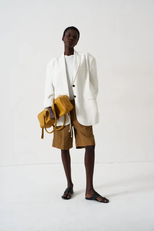 The Linen Oversized Blazer in White made by Jamie Haller