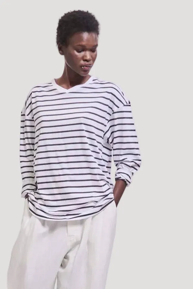 The High V Tee in White Stripe sold by Jamie Haller product image thumbnail 3