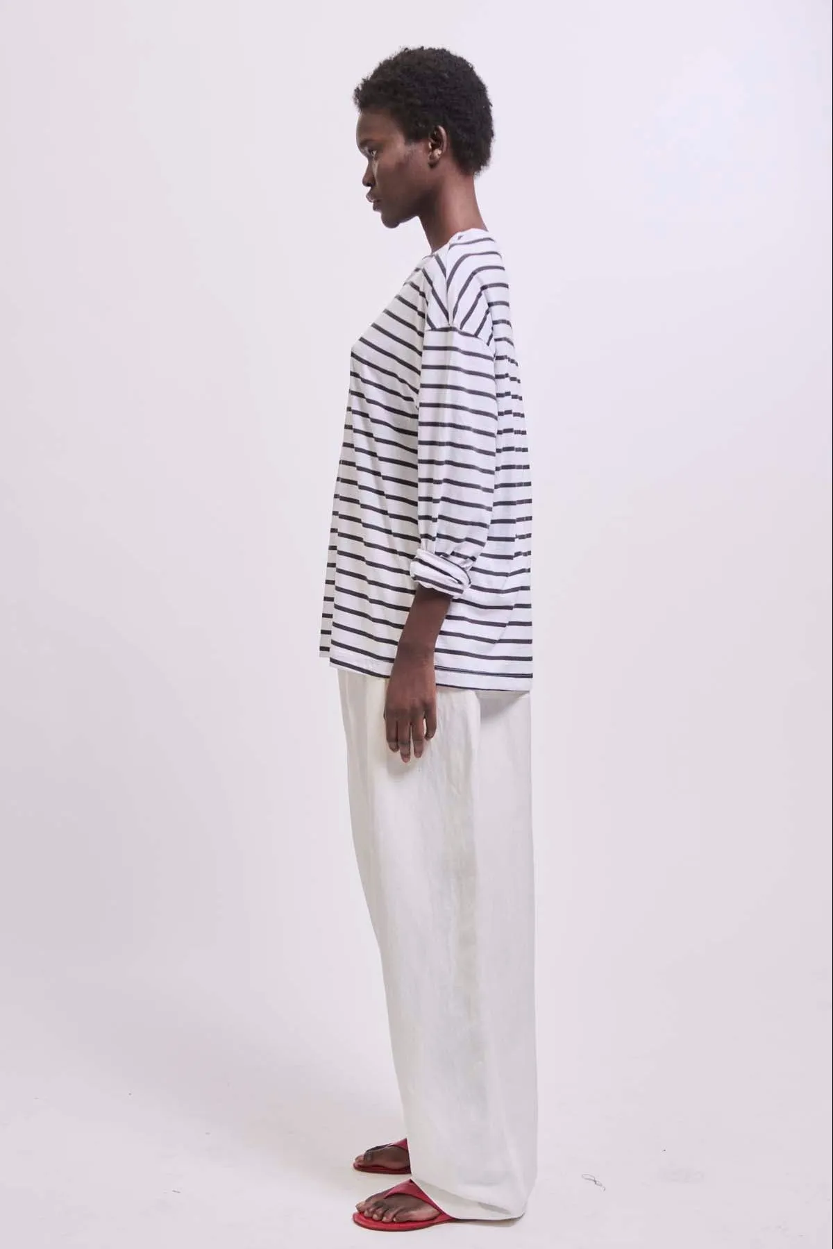 The High V Tee in White Stripe sold by Jamie Haller product image thumbnail 5