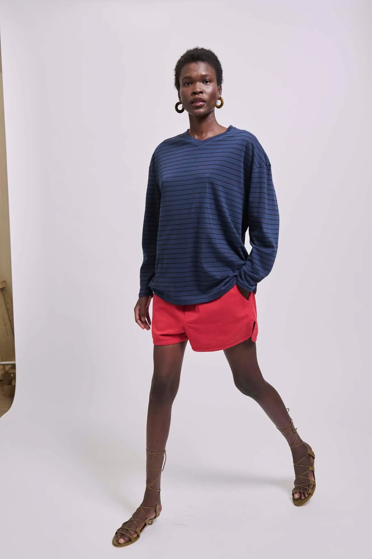 The High V Tee in Blue Stripe sold by Jamie Haller product image thumbnail 5