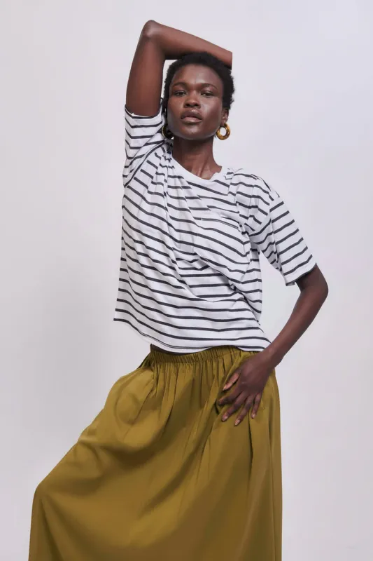 The Boxy Tee in White Stripe made by Jamie Haller
