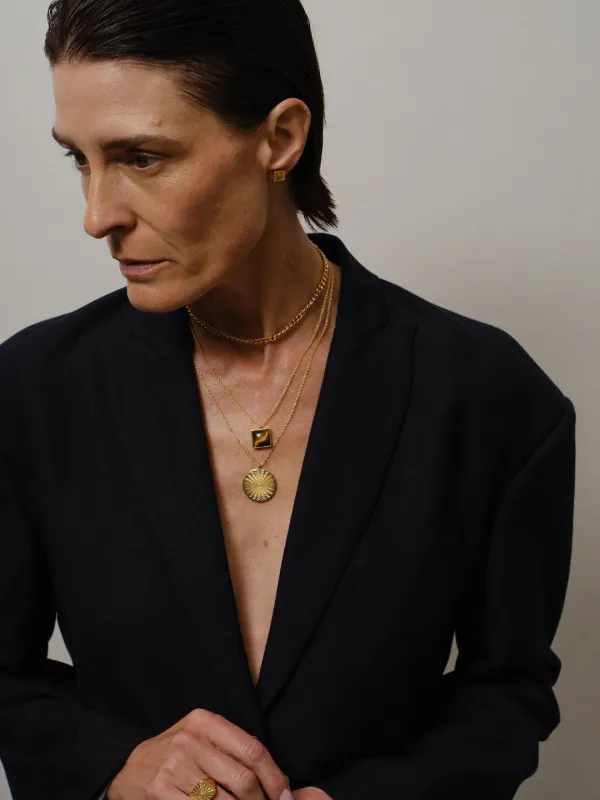 The Gemma Pendant Necklace in Tiger's Eye made by Jamie Haller