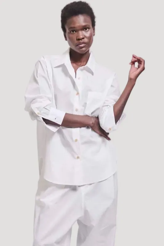 The Logo Weekend Shirt in White made by Jamie Haller