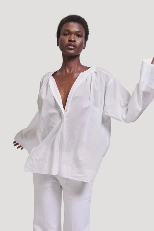 The Pascale Blouse in White made by Jamie Haller