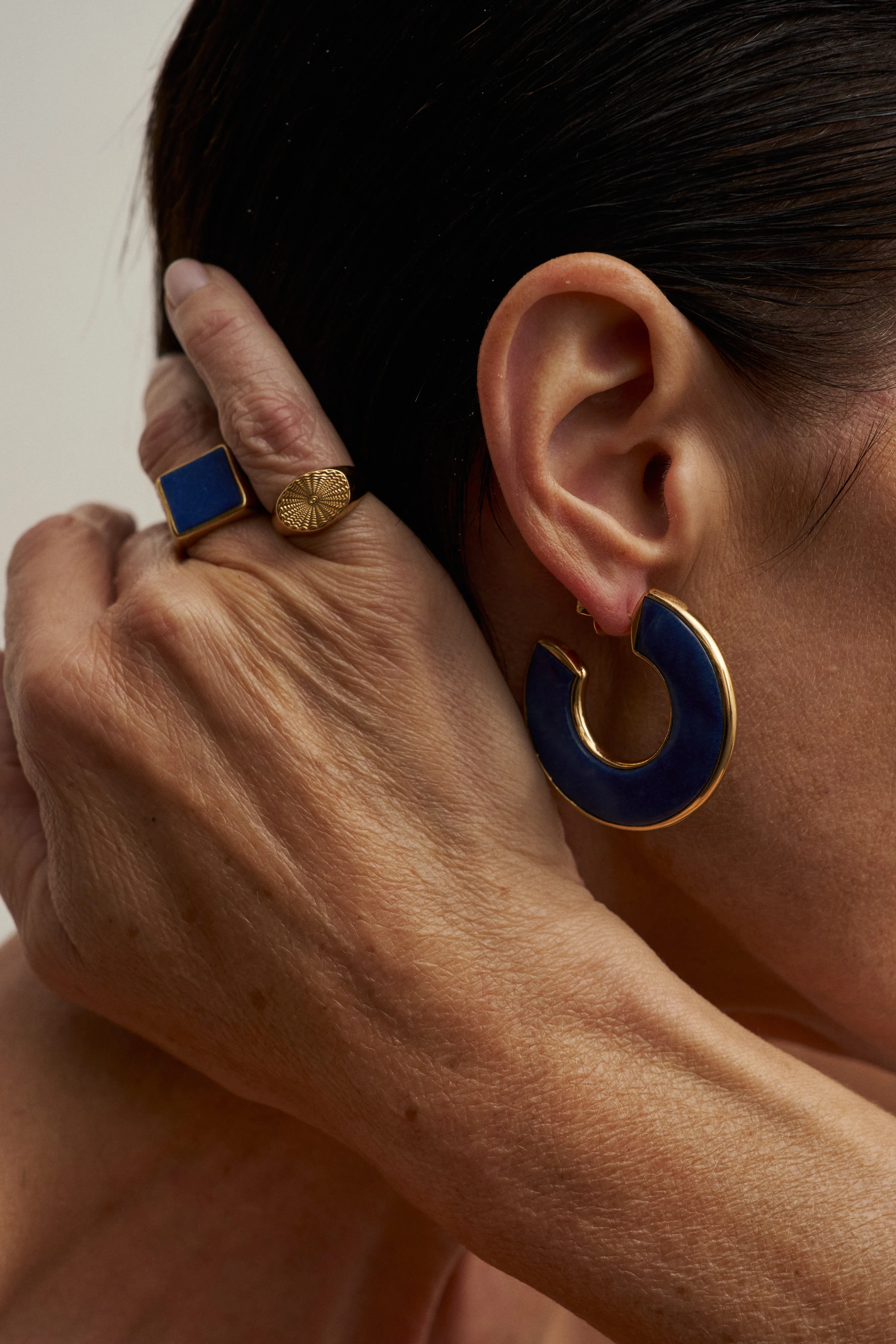 The Stone Hoop in Blue Aventurine sold by Jamie Haller