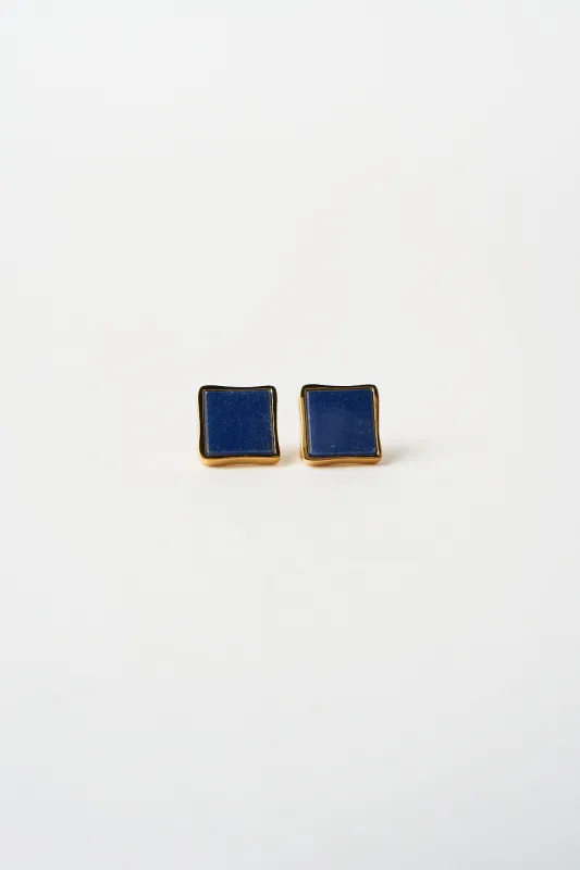 The Cufflink Stud Earring - Large In Blue Aventurine made by Jamie Haller