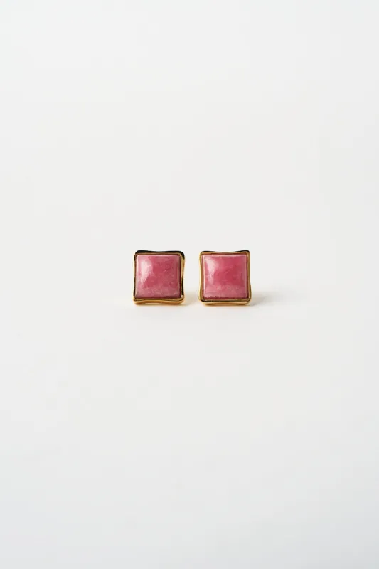 The Cufflink Stud Earring - Large in Rhodochrosite made by Jamie Haller