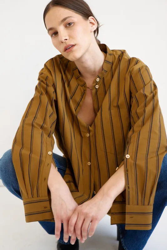 The Editor Shirt in Goldenrod Stripe made by Jamie Haller