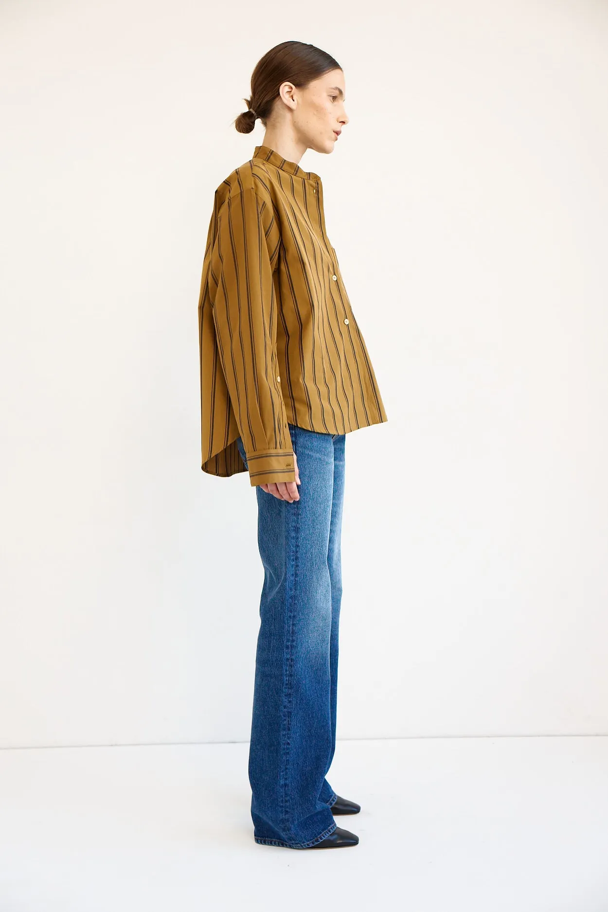 The Editor Shirt in Goldenrod Stripe sold by Jamie Haller product image thumbnail 5