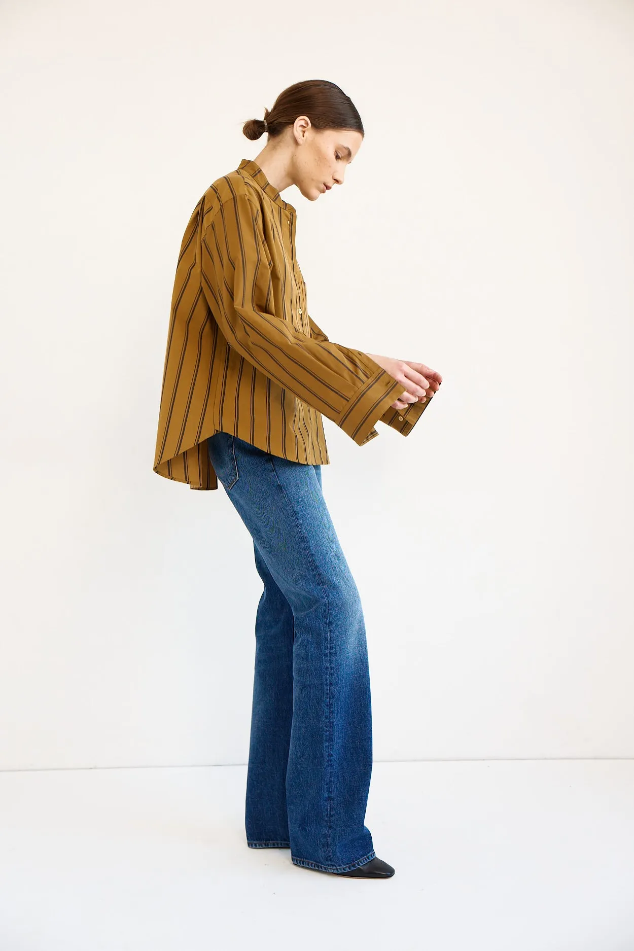 The Editor Shirt in Goldenrod Stripe sold by Jamie Haller product image thumbnail 3