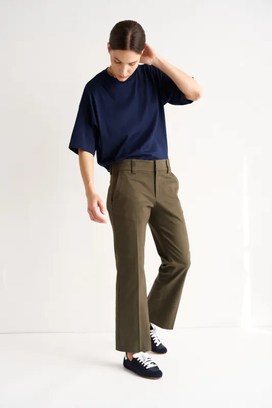 The Kick Trouser in Olive made by Jamie Haller