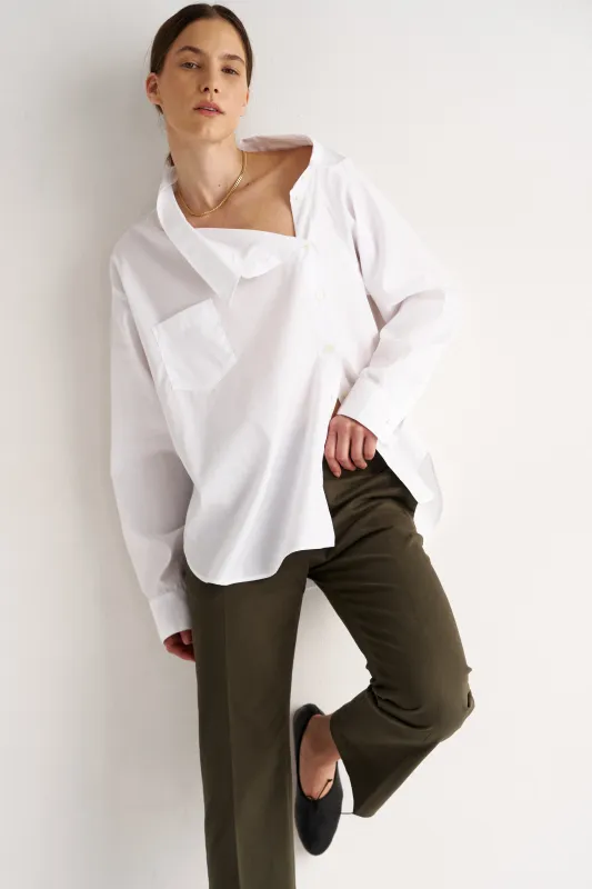 The Asymmetry Shirt in White made by Jamie Haller