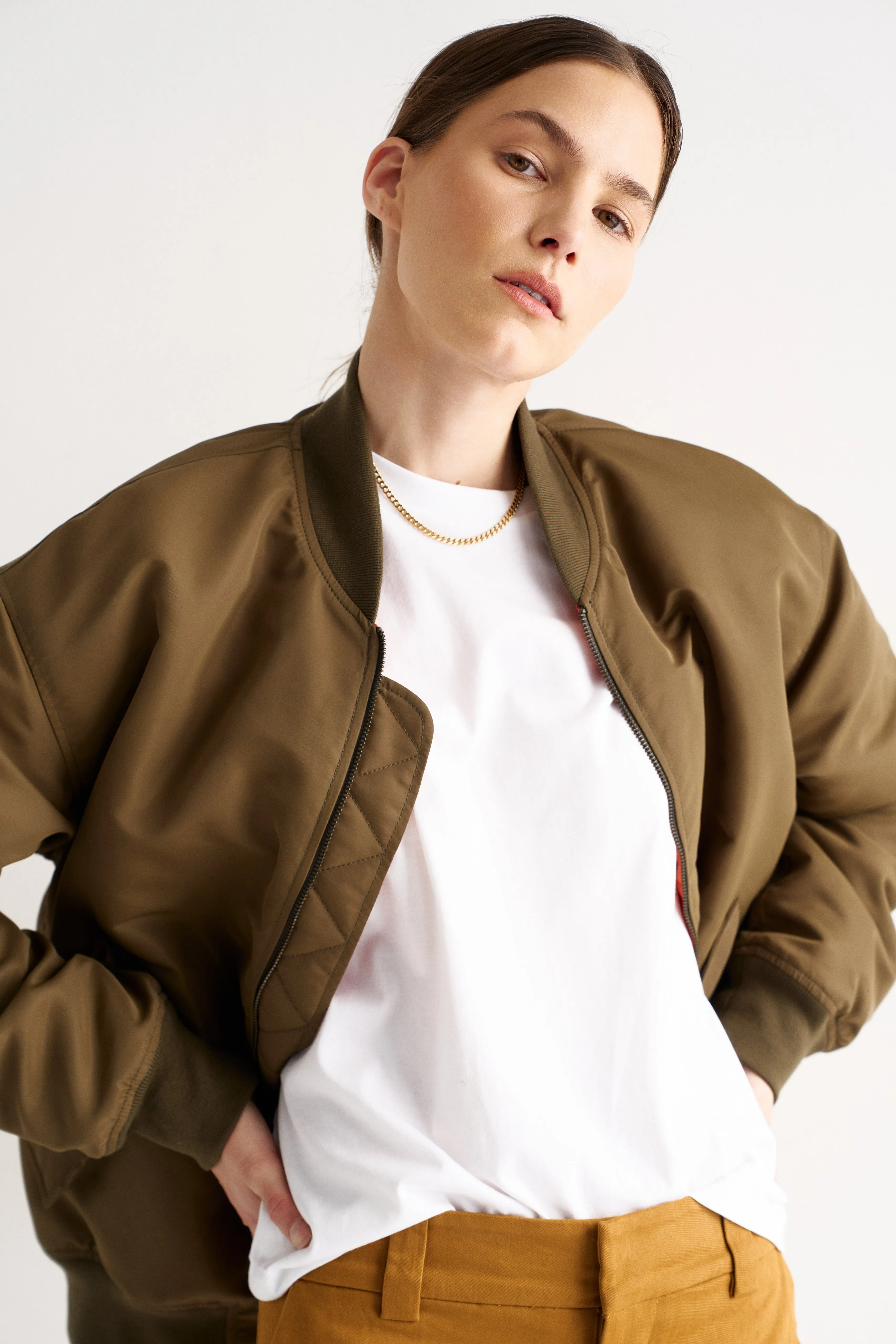 The Reversible Bomber in Olive sold by Jamie Haller product image thumbnail 4