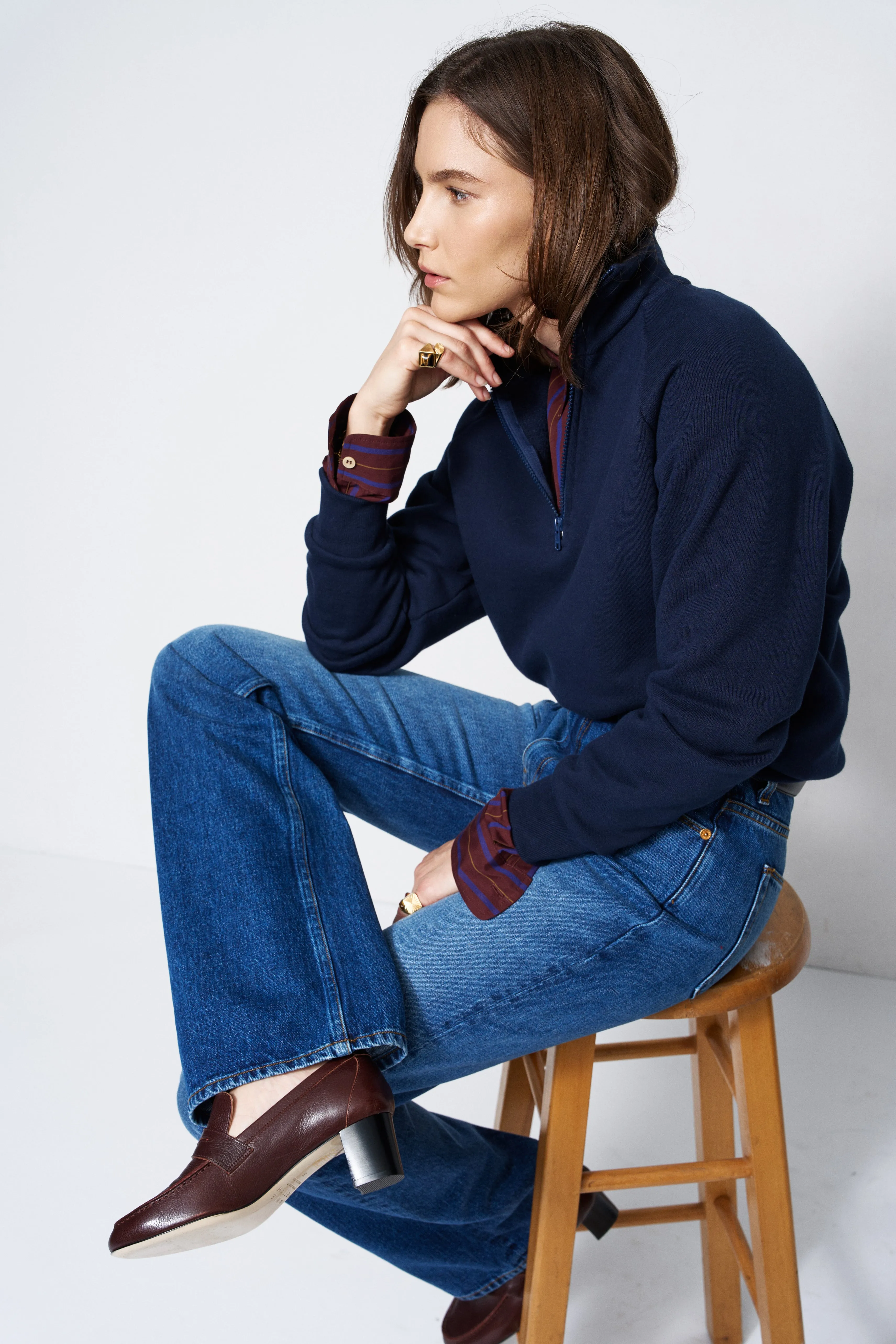 The Quarter Zip in Navy sold by Jamie Haller product image thumbnail 4