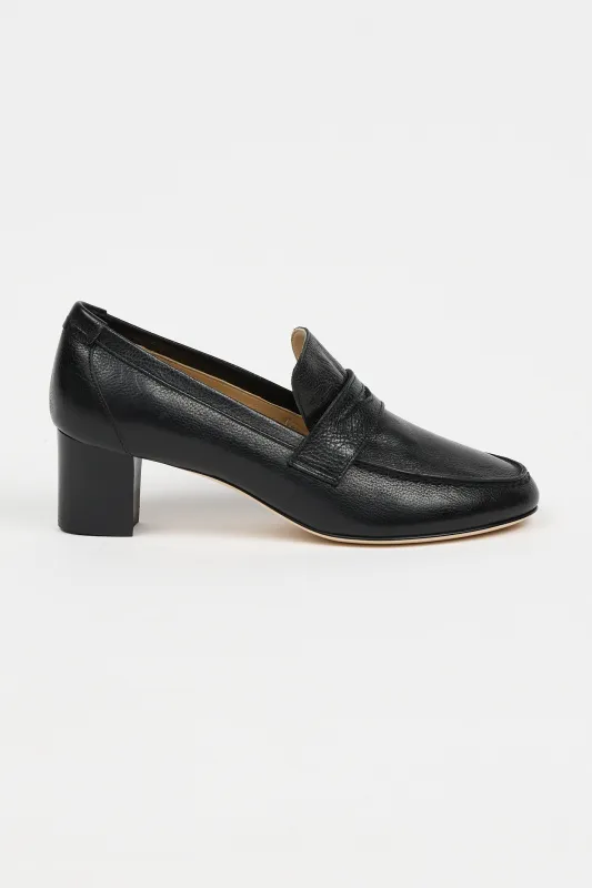 The Heeled Penny Loafer in Black made by Jamie Haller