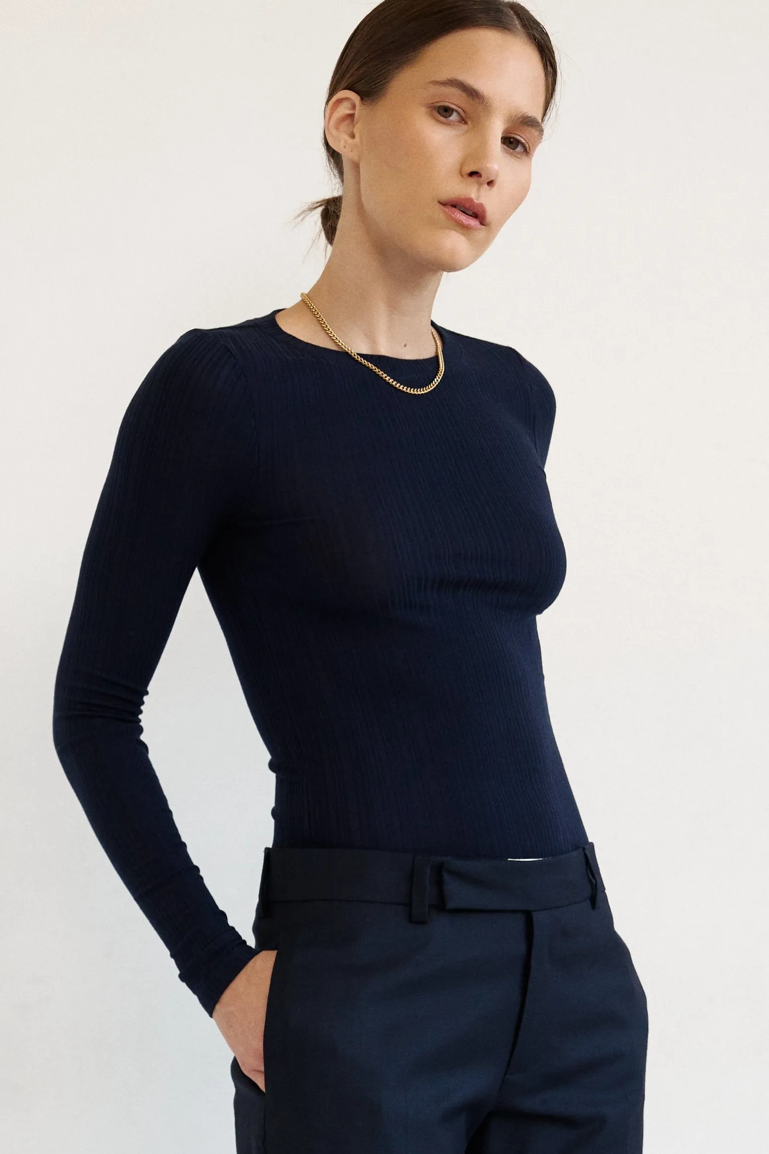 The Long Rib Tee in Navy sold by Jamie Haller product image thumbnail 3