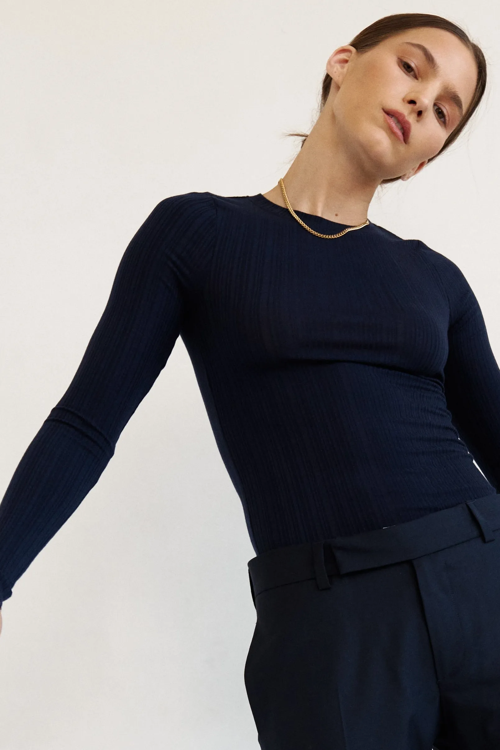 The Long Rib Tee in Navy sold by Jamie Haller product image thumbnail 2