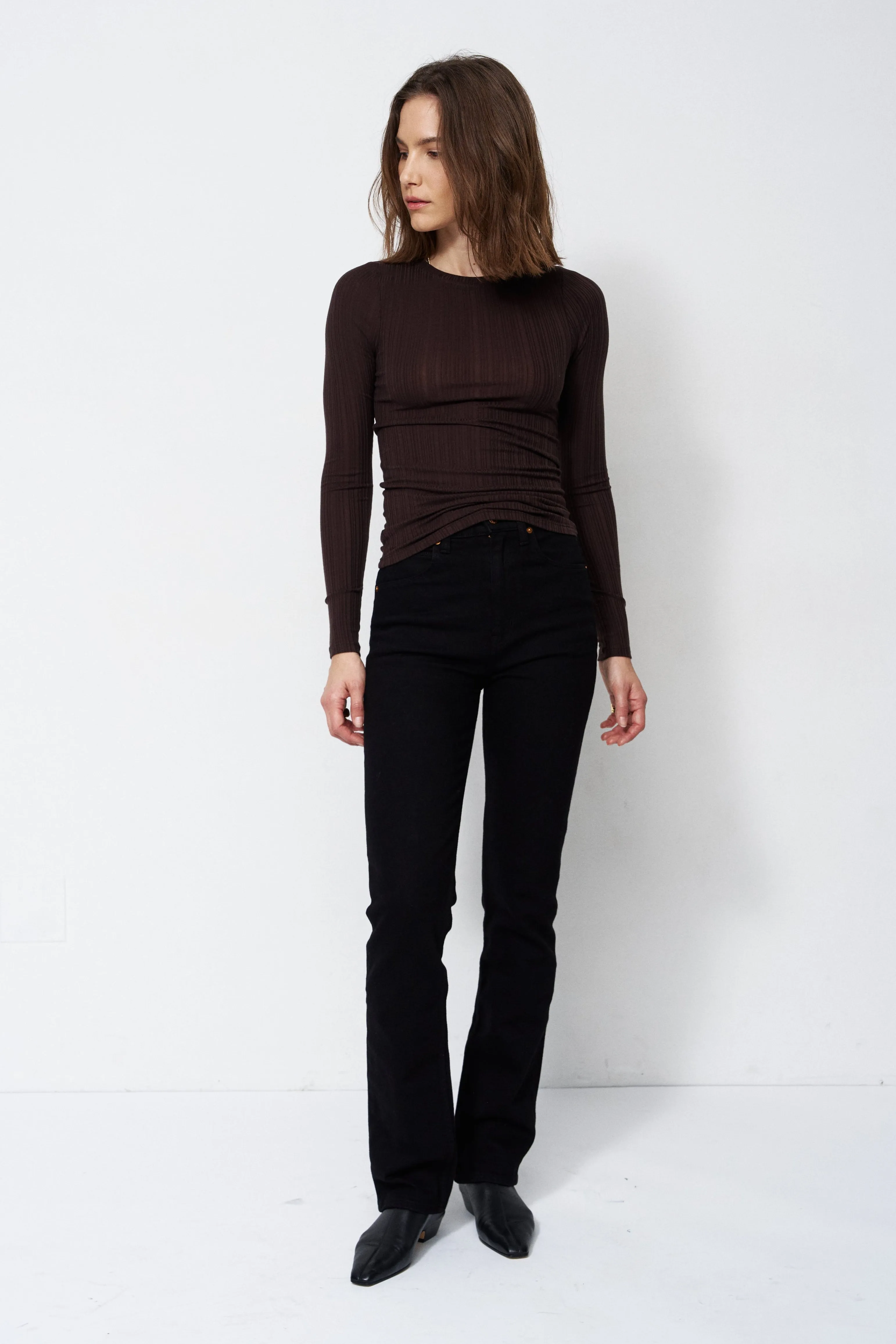 The Long Rib Tee in Cocoa sold by Jamie Haller product image thumbnail 2