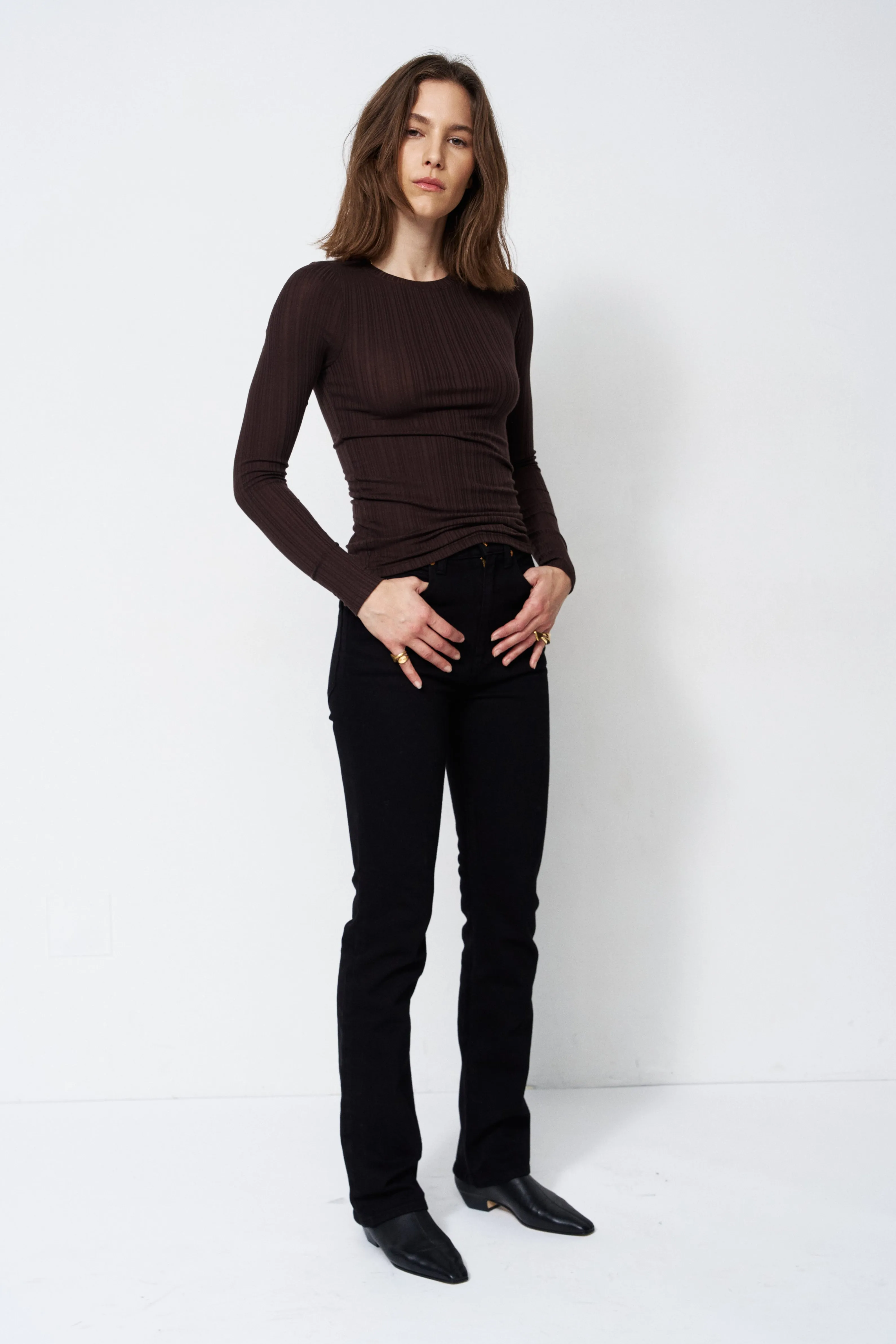 The Long Rib Tee in Cocoa sold by Jamie Haller product image thumbnail 5