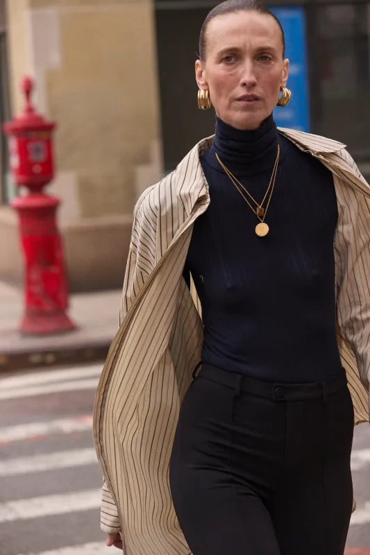 The Rib Turtleneck in Navy made by Jamie Haller