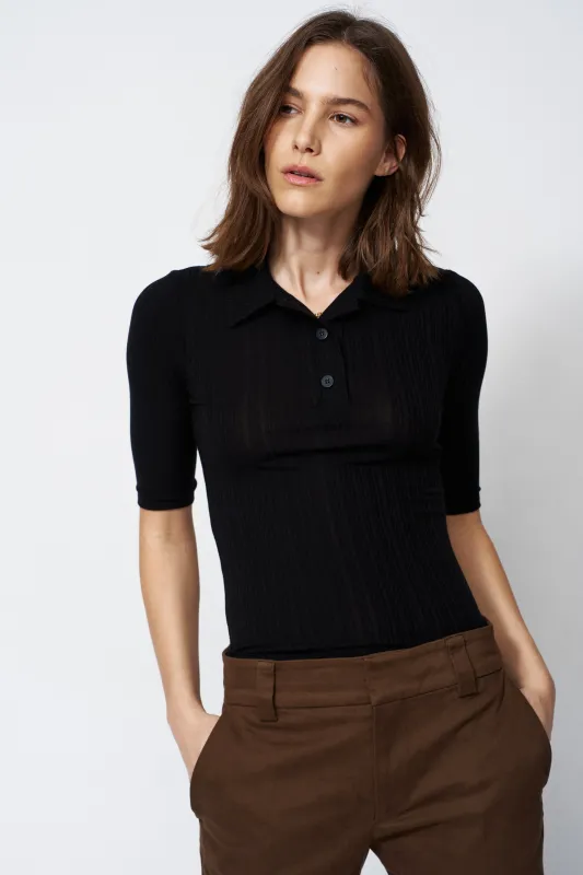 The Slim Polo Tee in Black made by Jamie Haller