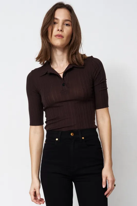 The Slim Polo Tee in Cocoa made by Jamie Haller