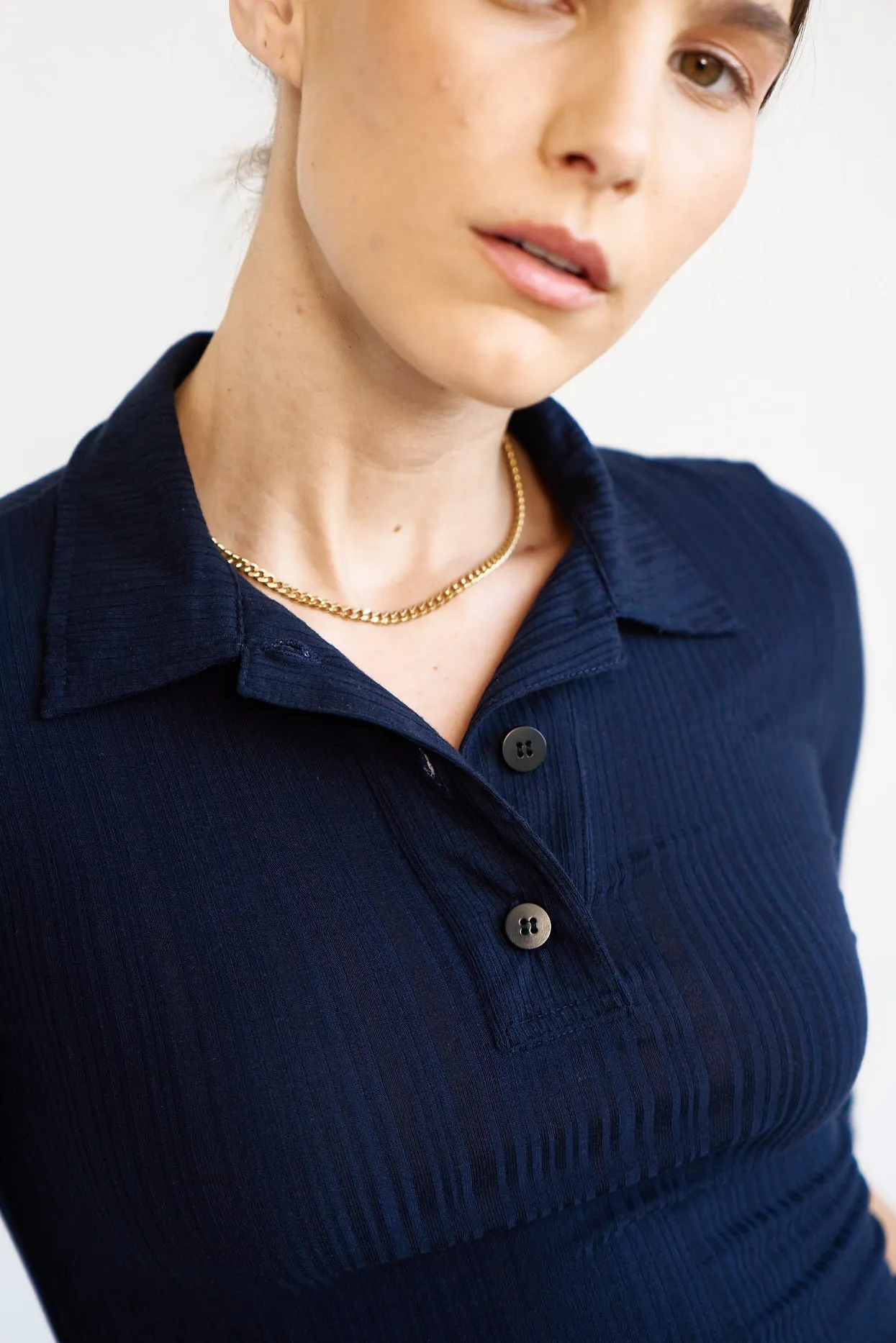 The Slim Polo Tee in Navy sold by Jamie Haller product image thumbnail 2